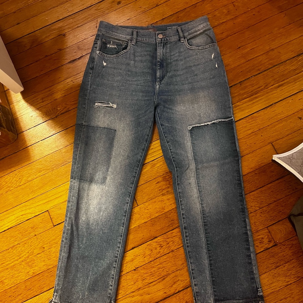 DL1961 Women's High Rise Distressed Blue Jeans